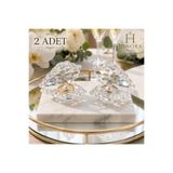Hinora 2’li Kristal Midye Yüzüklük Kız İsteme Söz Nişan Yüzük Sunumluğu İnci Detaylı Şeffaf Alyans Tektaş Standı 6x6 cm