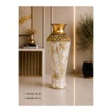 Hinora Dekoratif Metal Yer Vazosu 55 cm Beyaz Gold Ajurlu Büyük Boy Salon ve Ofis Dekoru