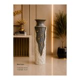 Hinora Dekoratif Metal Yer Vazosu Siyah Krem Gold Büyük Boy 55 cm Salon ve Ofis Dekoru