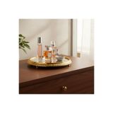 Hinora Döküm Aynalı Yuvarlak Şık Jardinyer Banyo Tepsi Parfümlük 27x27x3cm
