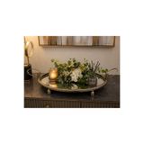 Hinora Home Oval Metal Cam Jardinyer Aynalı Dekoratif Orta Sehpa Sunumluk Eskitme 56X37X11