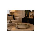 Hinora Yuvarlak Metal Aynalı Cam Tepsi Dekoratif Sunum Tepsisi Rose Gold 35X35X6