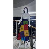 Hint Etnik Kadın Patchwork Desenli Anvelop Etek (95 Cm) - Standart - Sarı