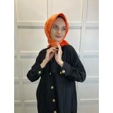Hint İpek Dama Desenli Monogram Eşarp 00677 ORANGE