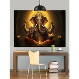 Hint Tanrısı Ganesha Figürü Dekoratif Kanvas - Mdf Ahşap Tablo