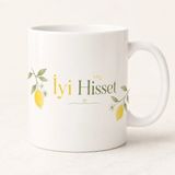HiperAD Reklam Iyi Hisset Yazılı Limon Desenli Porselen Kupa Bardak 300 ml Süblimasyon Baskılı Minimal Hediyelik Kupa - Renkli
