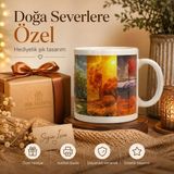 HiperAD Reklam Manzara Temalı Porselen Kupa Bardak 300 ml | Dört Mevsim Desenli Çay Kahve Kupası Hediyelik