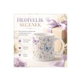 HiperAD Reklam Pastel Kelebek ve Çiçek Desenli Porselen Kupa Bardak 300 ML Süblimasyon Baskılı Mor Mavi Sarı Kelebekli Zarif Dekoratif Kahve Çay Kupası Kadınlara Sevgiliye Anneye Hediyelik