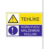 HiperAD Reklam Tehlike Koruyucu Malzemeni Kullan Dekota Baskı – 3 mm Forex Uyarı Tabelası 25 cm × 35CM - 1