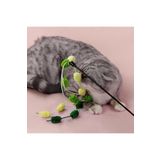 hipiylow Çıngıraklı Kedi Peluş Top Yakalama Oyun Oltası Zilli Renkli İpli Kedi Olta Oyuncağı 50 cm