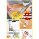 hipiylow Metal Çırpıcı 8'li Metal Top Uçlu Krom Saplı Çırpıcı, Metal Kek Yumurta Çırpıcı