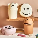 Hippo Figürlü Çöp Kovası, Dekoratif Hayvan Tasarımlı Kapaklı Çöp Kutusu, Çocuk Odası Banyo Mutfak için Plastik