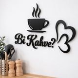 Hippodeco Bi Kahve? Mdf Mutfak Duvar Dekoru Kahve Temalı Duvar Süsü Siyah 3mm Modern Kahve Köşesi Dekor