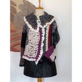 Hippybutik Siyah/çok Renkli Kalın Yün Ip Tığ Dokuma Elişi Tasarım Kışlık Hırka/mevsimlik Ceket - Standart - 01 Siyah