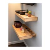 hiraca 1 Adet Gizli Çekmeceli Doğal Ahşap Duvar Rafı / Yüzen Raf Kitaplık Tv Standı Ünitesi (60x24x8 cm)
