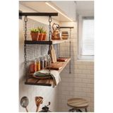 hiraca Bistro Metal Ahşap Duvar Rafı Retro Mutfak Salon Ofis Banyo Raf Kitaplık Dayanıklı Estetik 100x16