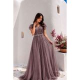 HİRAMİR Kadın Büyük Beden Taş Kemer Detaylı Abiye Elbise YZ2738