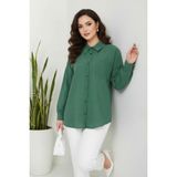 Hiramir Kadın Oversize Yeni Sezon Pera Keten Gömlek - 38 - Haki