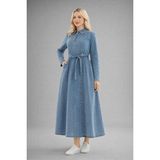 Hiramir Kadın Yarım Fermuarlı Denim Kot Elbise YZ2615 - 38 - Mavi