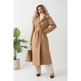 Hiramir Kadın Yeni Sezon Kaşe Kaban Mont KS2579 - 38 - Camel