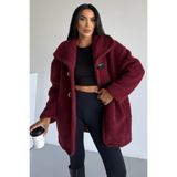 hiramir Peluş Deri Tokalı Mont Bordo KS2505