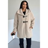Hiramir Peluş Deri Tokalı Mont KS2505 - XL - Bej