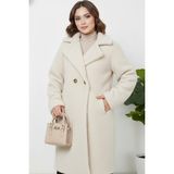Hiramir Peluş Düğmeli Astarlı Kadın Mont KS2544 Bej - 40