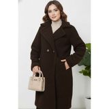 Hiramir Peluş Düğmeli Astarlı Kadın Mont KS2544 Kahverengi - 40