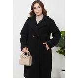 Hiramir Peluş Düğmeli Astarlı Kadın Mont KS2544 Siyah - 40