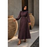 HİRAMİR Simli Belden Kuşaklı Tesettür Abiye Elbise Simli Abiye YZ2747