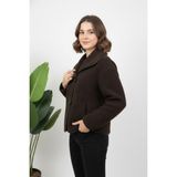 Hiramir Yeni Sezon Kadın Tokalı Peluş Mont KS2573 - Kahverengi