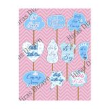 Hiras Dizayn 10'lu Erkek Cinsiyet Partisi Aksesuar Parti Mavi Erkek Bebek Cinsiyet Partisi Baby Shower Konuşma Balonu Cupcake Pasta Kürdanı Seti Cinsiyet Partisi Konuşma Balonu 10 lu Paket - Dekoratif Parti Süsü