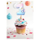 Hiras Dizayn 15 Adet Unicorn Konsept One 1 Yaş Cupcake Kürdanı 6-7cm Pasta Kürdanı 1 Yaş Doğum Günü Süsü