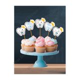Hiras Dizayn 15adet İlk Dişim Çıktı Diş Buğdayı Erkek Süs Cupcake Pasta Kürdan 6-7cm Cupcake Kürdanı