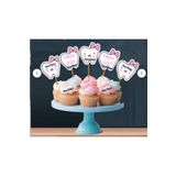Hiras Dizayn 15adet Pembe İlk Dişim Çıktı Diş Buğdayı Kız Süs Cupcake Pasta Kürdan 6-7cm Cupcake Kürdanı