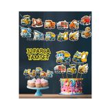 Hiras Dizayn 32Parça Konuşma Balonu Kepçe Kamyon Dev Doğum Günü Süsü Banner Pasta Kürdanı Cupcake
