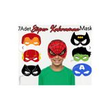 Hiras Dizayn 7 Adet Süper Kahraman Konsept Kağıt Parti Maskesi Süper Kahraman Doğum Günü Süsü Süper Kahraman