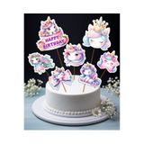 Hiras Dizayn 7parça Unicorn Tekboynuz Büyük Pasta Kürdanı Pasta Süsü Cupcake Kürdanı Doğum Günü Süsleri