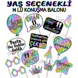 Hiras Dizayn Doğum Günü Partisi Yaş Seçenekli Kız ve Erkek 14'lü Konuşma Balonu Seti Fotoğraf Çekimi Aksesuarları Eğlenceli Kız Erkek Selfie Çubukları Unisex El Pankartı Renkli Sloganlar - Renkli - 11 Yaş