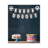 Hiras Dizayn Futbol Siyah Beyaz Taraftar Temalı Süs Banner Flama 12Parça Parti Süsü Doğum Günü Süsü Kalın Karton