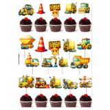 Hiras Dizayn Konuşma Balonu, Cupcake Kürdanı İnşaat ve İş Makineleri Temalı 23 Adet