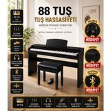 Hiro 88 Tuşlu Tuş Hassasiyetli Piyano Taburesi Hediye - Siyah