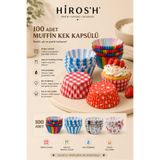 HİROS'H 100 Adet Kağıt Kek Kapsülü | Muffin Cupcake Kek Kapsülü | 100'lü Kağıt Kek Kalıbı