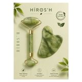 Hiros'H 2'Li Set %100 Doğal Yeşim Taşı - Kalp Gua Sha Cilt Masaj Aleti Yüz Masaj Aleti