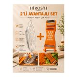 HİROS'H 2li Set Bebek Pratik Alkano Cam Rende ve Çok Fonksiyonlu Sebze Doğrayıcı Rende