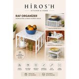 HİROS'H Metal Büyük Dolap Içi Raf Düzenleyici Organizer Tezgah Üstü Mutfak Dolap Tabak Bardak Tencere Rafı