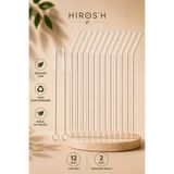 HİROS'H Organik Cam Pipet 12 Adet Eğimli Cam Pipet ve 2 Adet Temizleme Fırçası