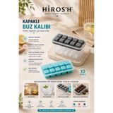 HİROS'H Yapışmaz Silikon Bas Çıkar Buzluk 10 Küplü Buz Kalıbı