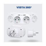 Hırsız USB Fişi, 5'si 1 Arada: 2 Priz 220 V, 2 USB Bağlantı Noktası ve 1 Usb-C Bağlantı Noktası, Hızlı Şarj, Kompakt ve Hafif, Maksimum Güç 3500 W, Mobil Cihazlarla Uyumlu - Beyaz
