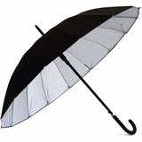 hiruzemin Fiber Telli Dışı Siyah Içi Gümüş Renk Baston Şemsiye Unisex Şemsiye 80 Cm
